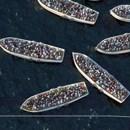 Im Meer schwimmen Krokodile
